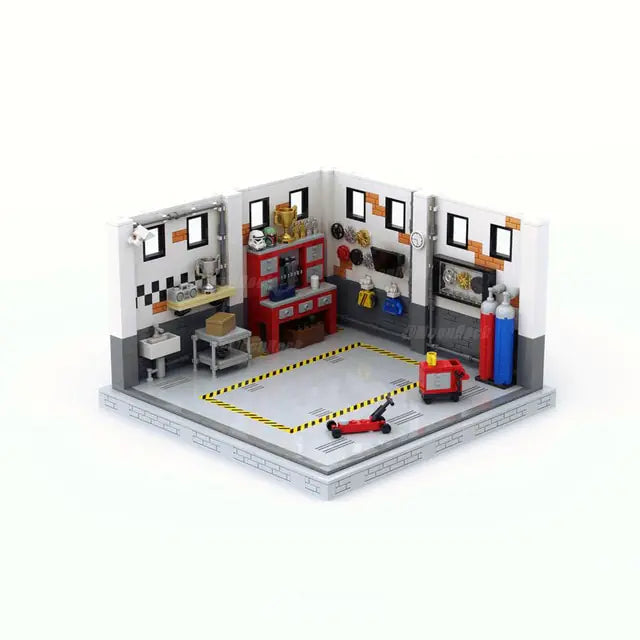 Classic City Garage Buildings Brick Model