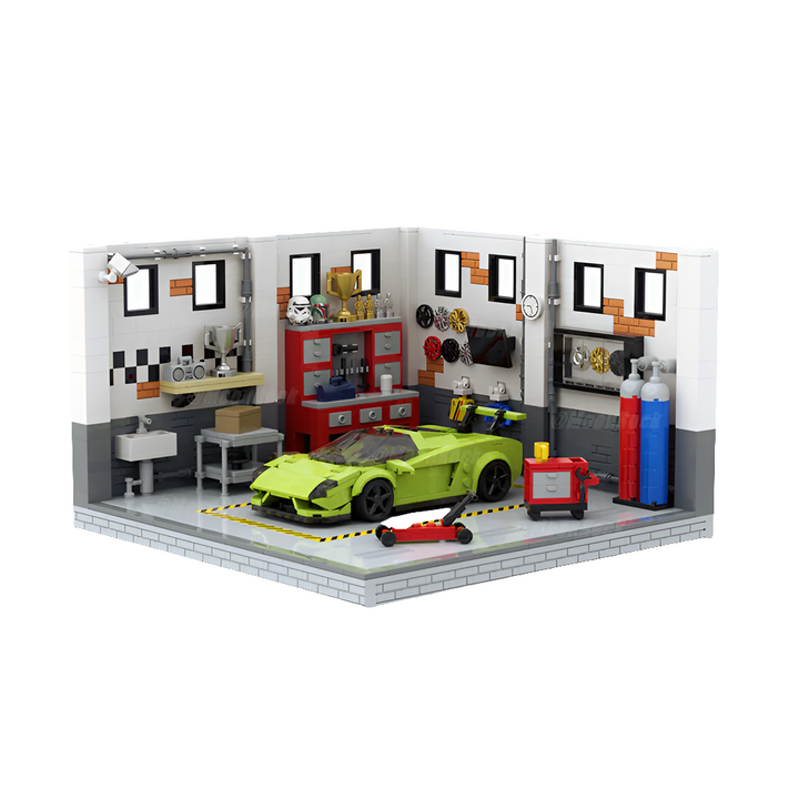 Classic City Garage Buildings Brick Model