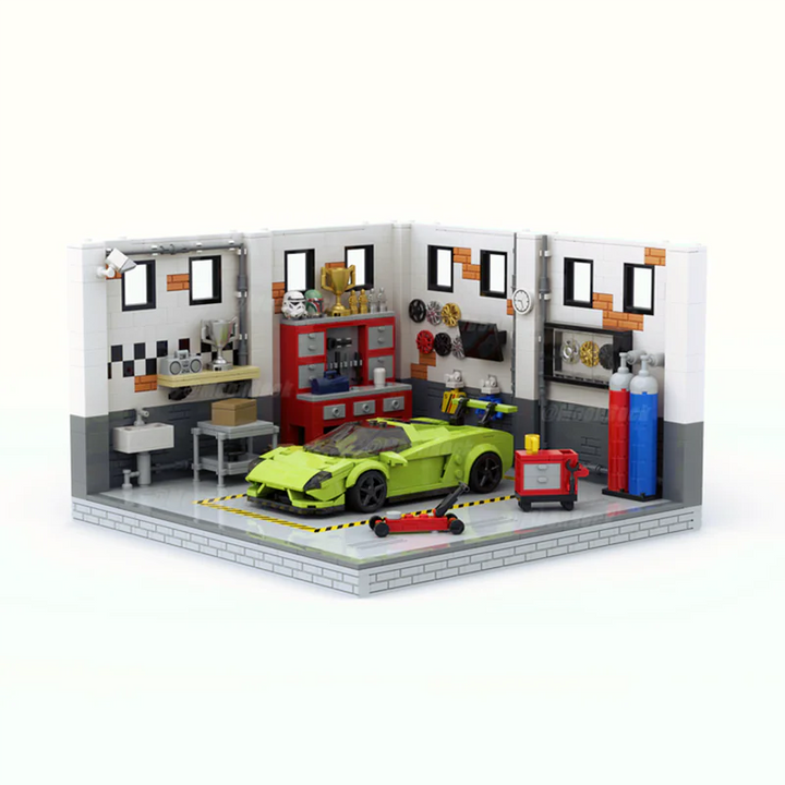 Classic City Garage Buildings Brick Model